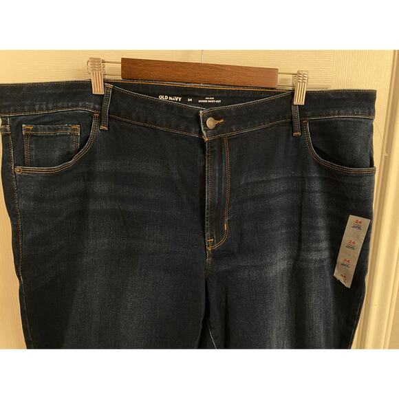 Old Navy Mid-Rise Kicker Boot-Cut Jeans Dark Blue Wash Plus Size 24 Casual Denim - Picture 3 of 7
